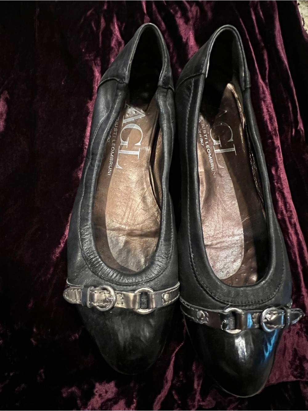 AGL, Attilio Giuste Leobruni black leather flats, size 39.5, Italy